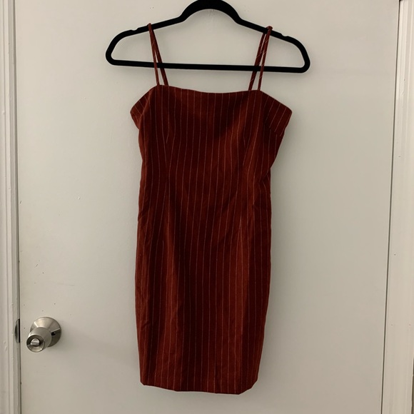 F21 Burgundy Pinstriped Mini Dress - Picture 3 of 6
